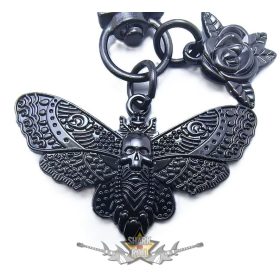   Gothic - Sötét Stílusú Koponya  Rózsa Virág.   fém kulcstartó, táska dísz